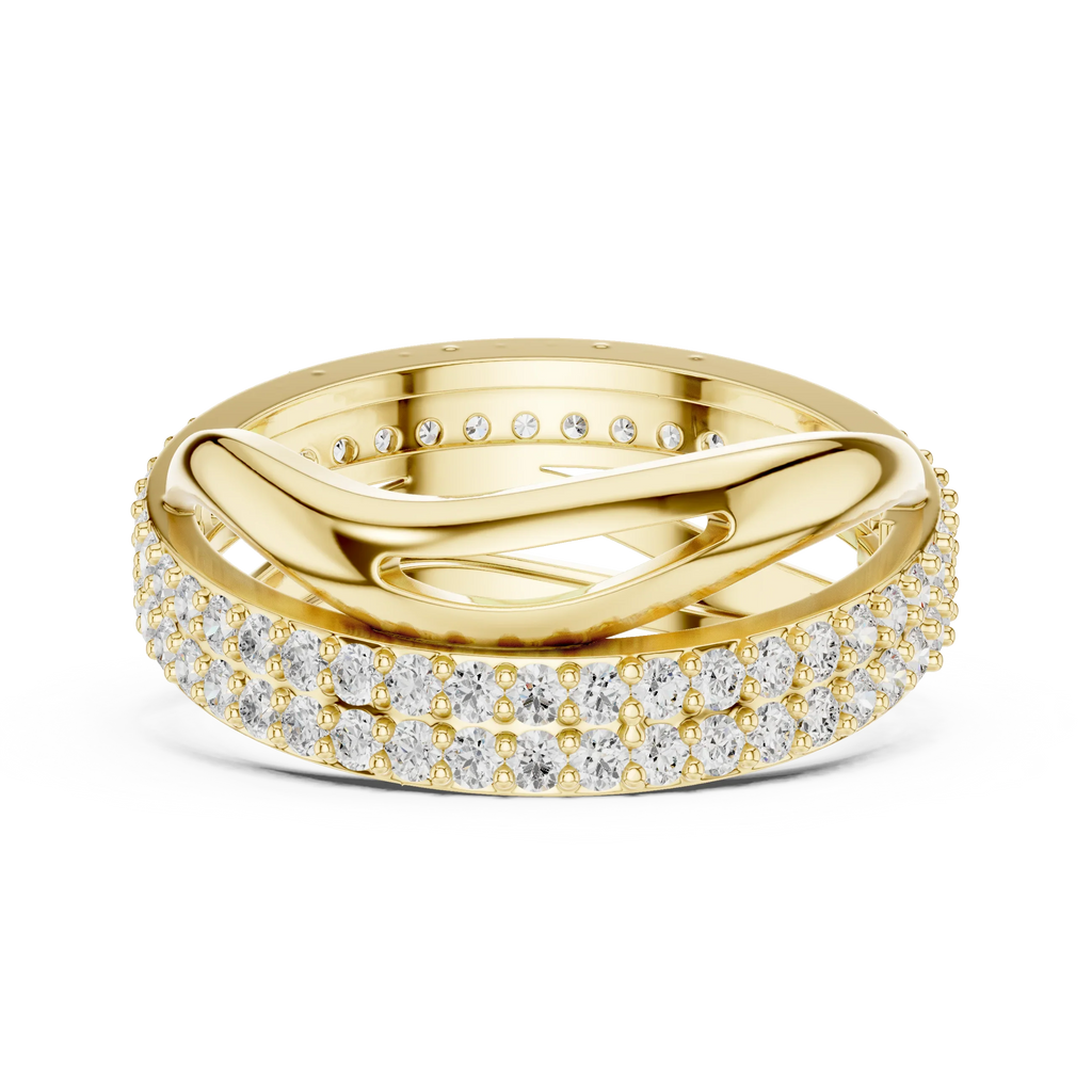 0.90 CTW Twisted Pave White Gold Round Moissanite Statement Diamond Ring
