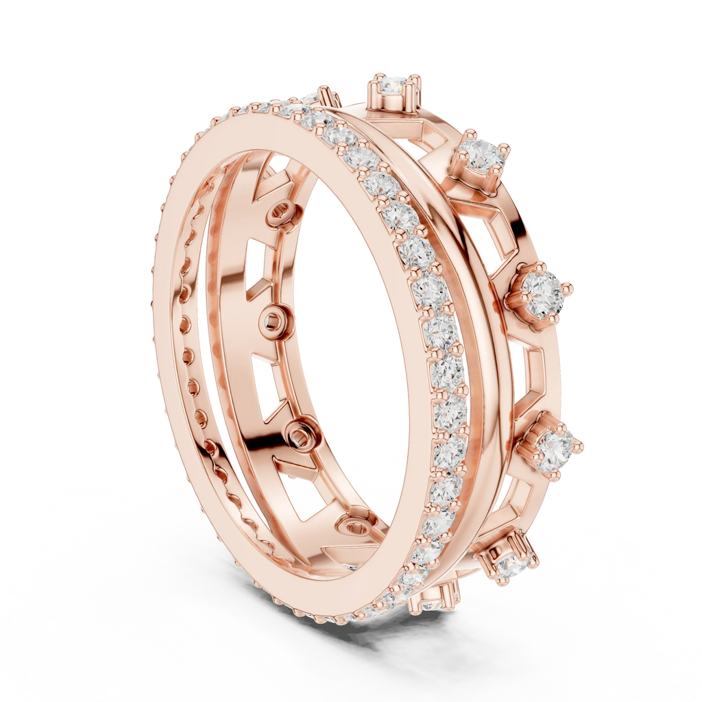 0.58 CTW 14K White Gold VVS Moissanite Crown Tiara Stacking Ring