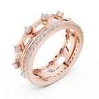 0.58 CTW 14K White Gold VVS Moissanite Crown Tiara Stacking Ring