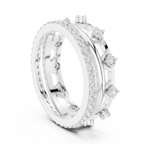 0.58 CTW 14K White Gold VVS Moissanite Crown Tiara Stacking Ring