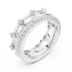 0.58 CTW 14K White Gold VVS Moissanite Crown Tiara Stacking Ring