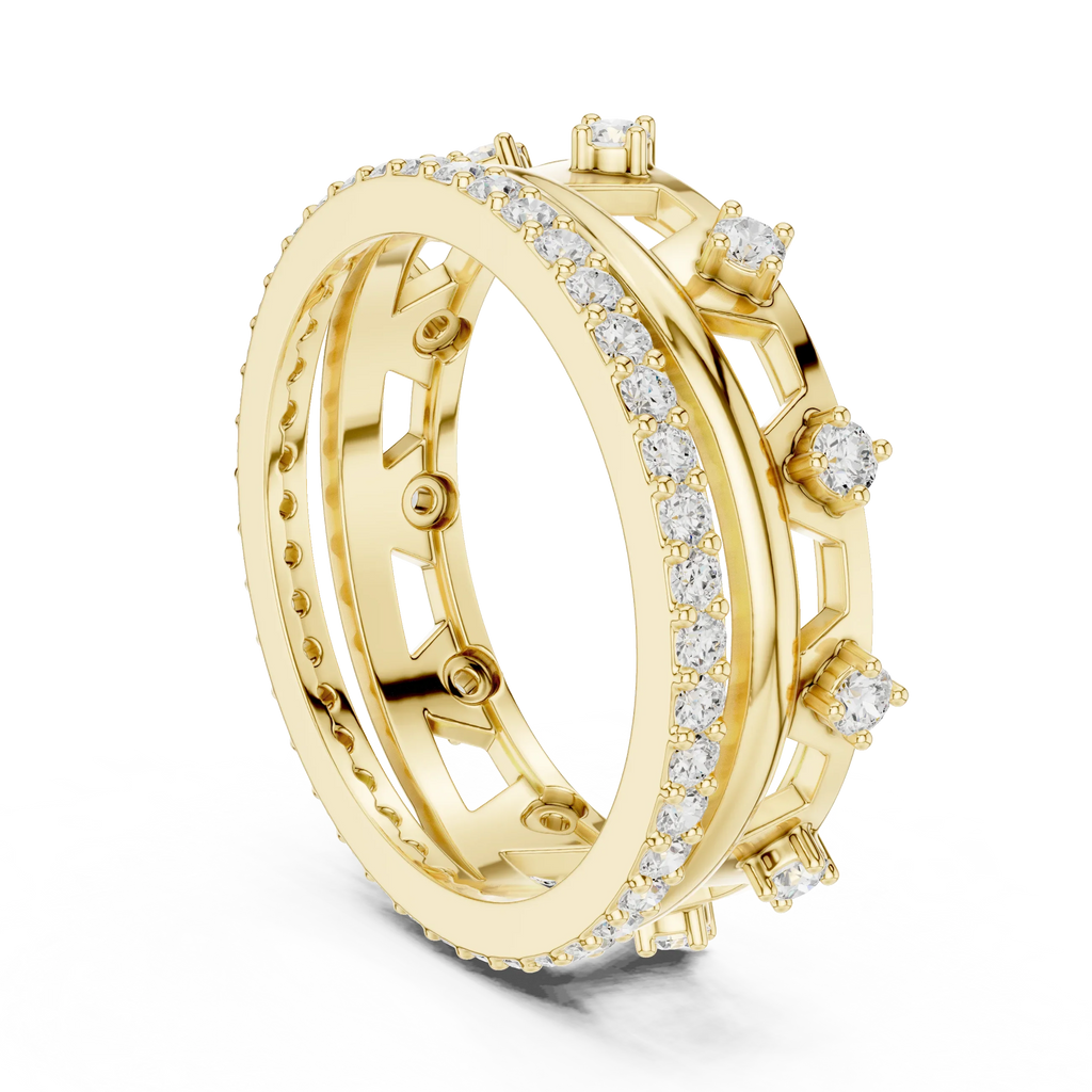 0.58 CTW 14K White Gold VVS Moissanite Crown Tiara Stacking Ring