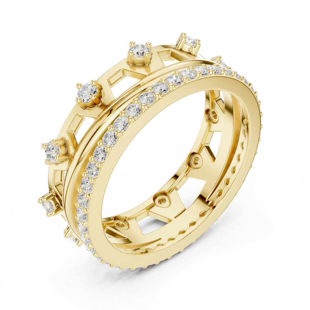 0.58 CTW 14K White Gold VVS Moissanite Crown Tiara Stacking Ring