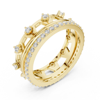 0.58 CTW 14K White Gold VVS Moissanite Crown Tiara Stacking Ring