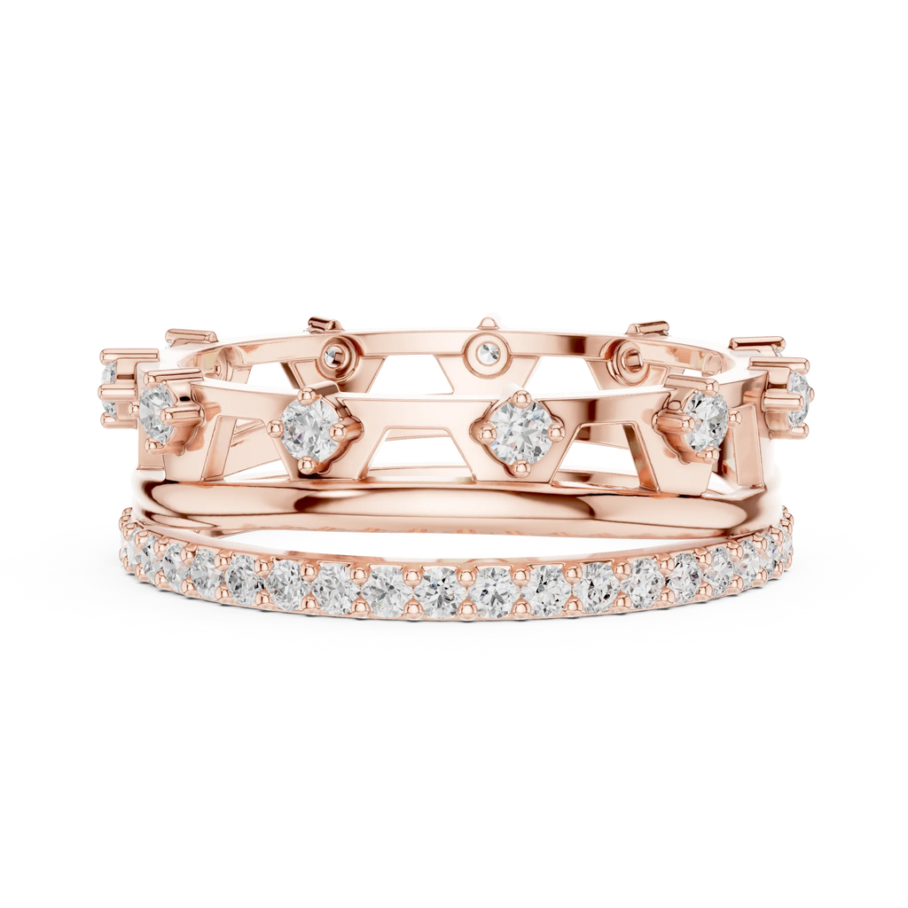 0.58 CTW 14K White Gold VVS Moissanite Crown Tiara Stacking Ring