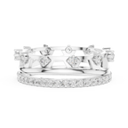 0.58 CTW 14K White Gold VVS Moissanite Crown Tiara Stacking Ring