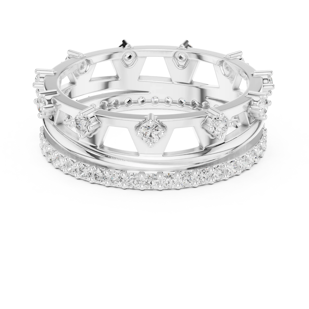 0.58 CTW 14K White Gold VVS Moissanite Crown Tiara Stacking Ring