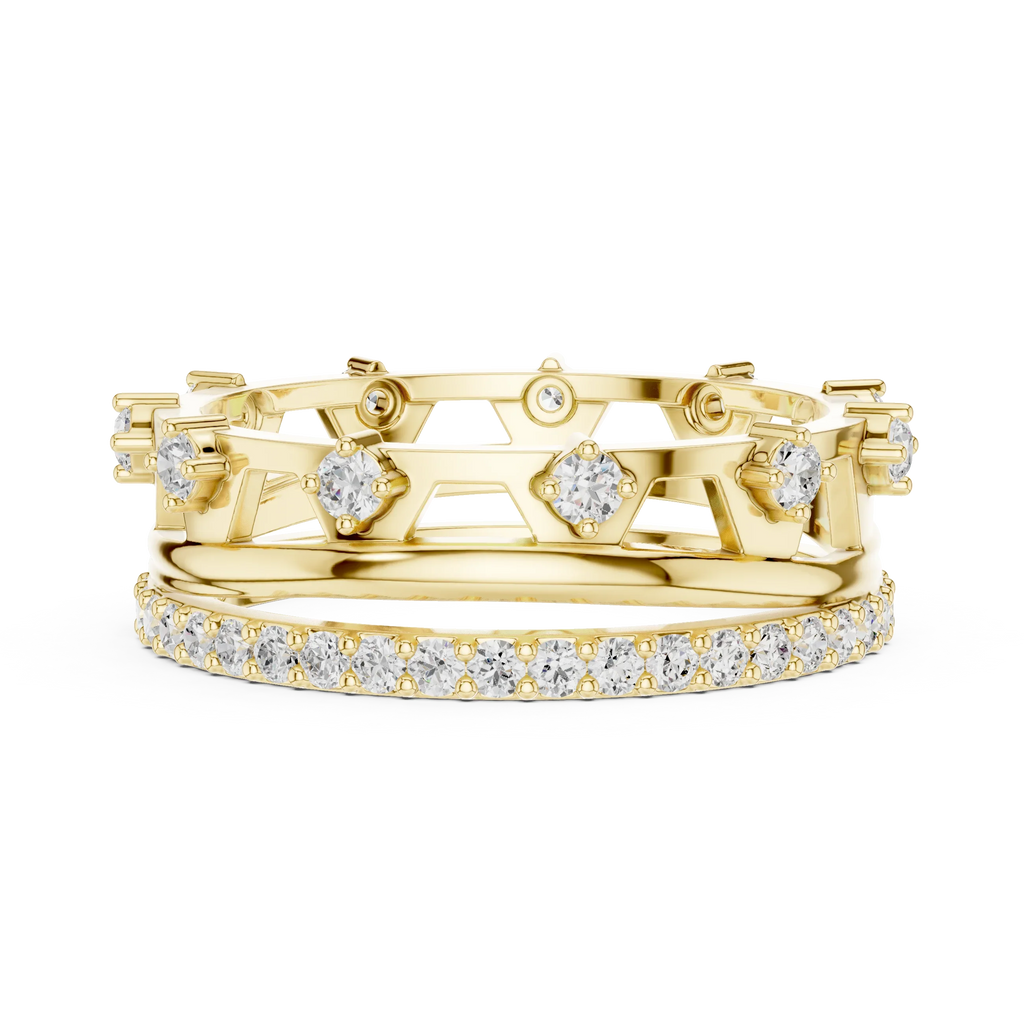 0.58 CTW 14K White Gold VVS Moissanite Crown Tiara Stacking Ring