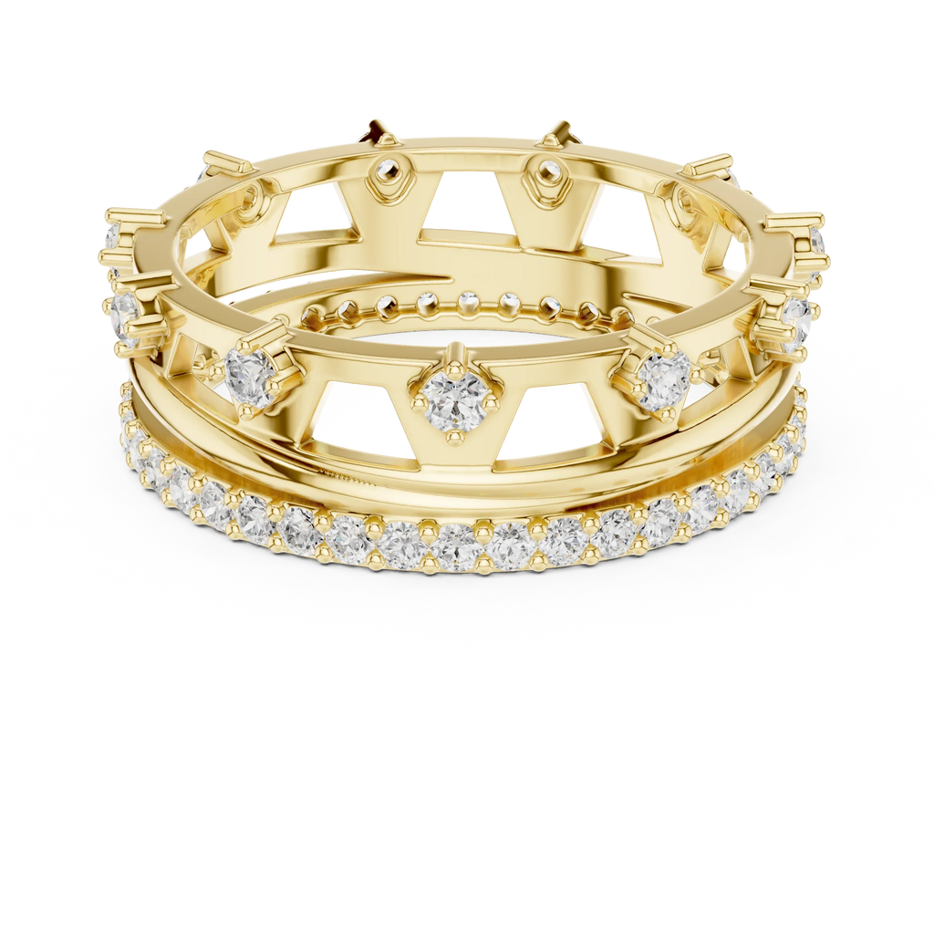 0.58 CTW 14K White Gold VVS Moissanite Crown Tiara Stacking Ring