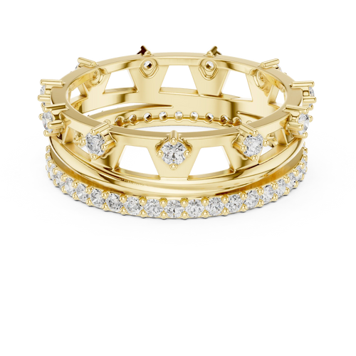 0.58 CTW 14K White Gold VVS Moissanite Crown Tiara Stacking Ring
