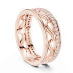 18K White Gold 0.28 CTW Chevron Contour VVS1 Round Moissanite Stacking Ring