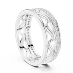 18K White Gold 0.28 CTW Chevron Contour VVS1 Round Moissanite Stacking Ring