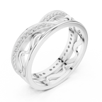 18K White Gold 0.28 CTW Chevron Contour VVS1 Round Moissanite Stacking Ring