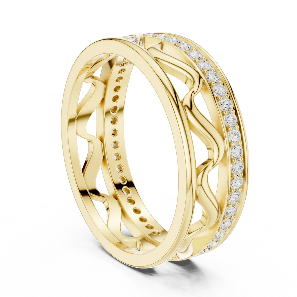 18K White Gold 0.28 CTW Chevron Contour VVS1 Round Moissanite Stacking Ring