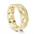 18K White Gold 0.28 CTW Chevron Contour VVS1 Round Moissanite Stacking Ring