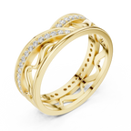 18K White Gold 0.28 CTW Chevron Contour VVS1 Round Moissanite Stacking Ring