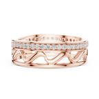 18K White Gold 0.28 CTW Chevron Contour VVS1 Round Moissanite Stacking Ring