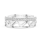 18K White Gold 0.28 CTW Chevron Contour VVS1 Round Moissanite Stacking Ring
