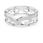 18K White Gold 0.28 CTW Chevron Contour VVS1 Round Moissanite Stacking Ring