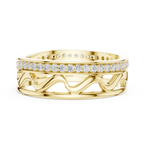 18K White Gold 0.28 CTW Chevron Contour VVS1 Round Moissanite Stacking Ring