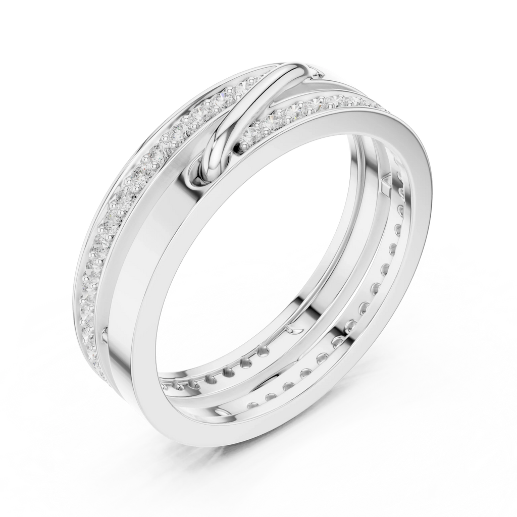 0.42 CTW White Gold Interlocking VVS1 Round Lab Diamond Wedding Ring