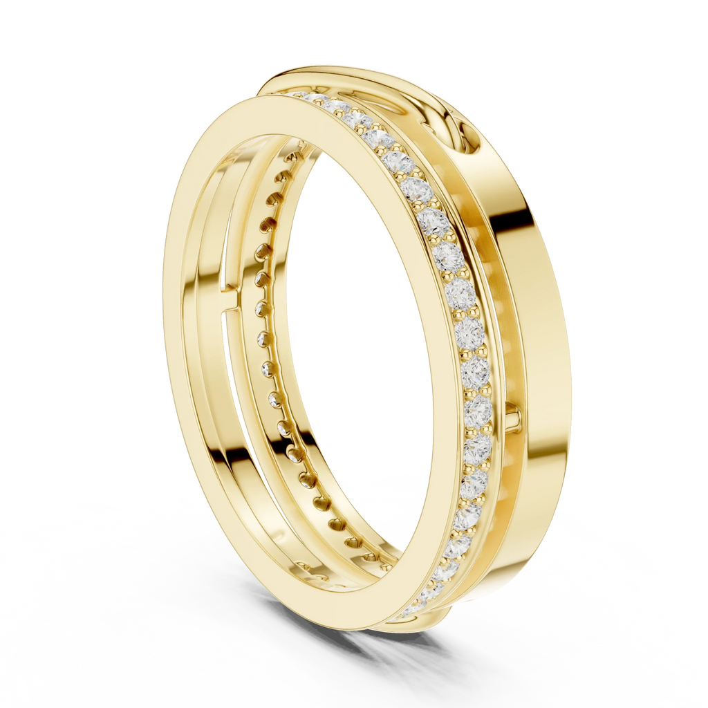 0.42 CTW White Gold Interlocking VVS1 Round Lab Diamond Wedding Ring