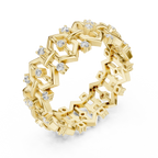 0.31 CTW Geometric Art Deco 18K Gold VVS1 Round Lab Diamond Eternity Band