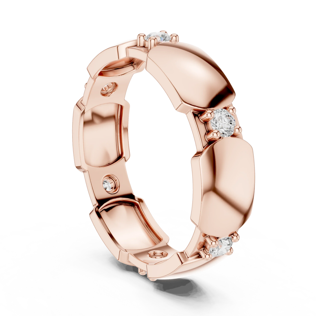 Mens 0.21 CTW Round 14K White Gold Moissanite Wedding Band
