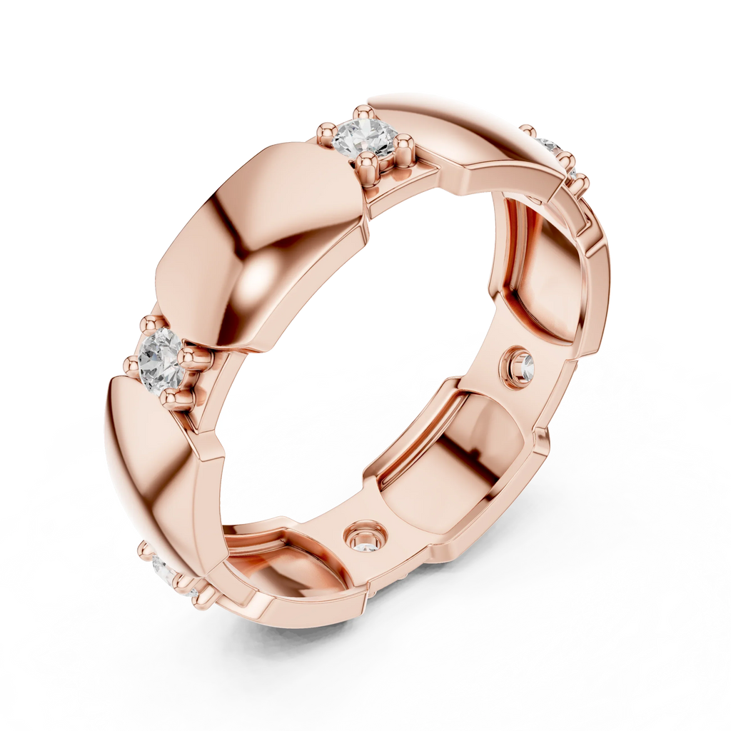 Mens 0.21 CTW Round 14K White Gold Moissanite Wedding Band