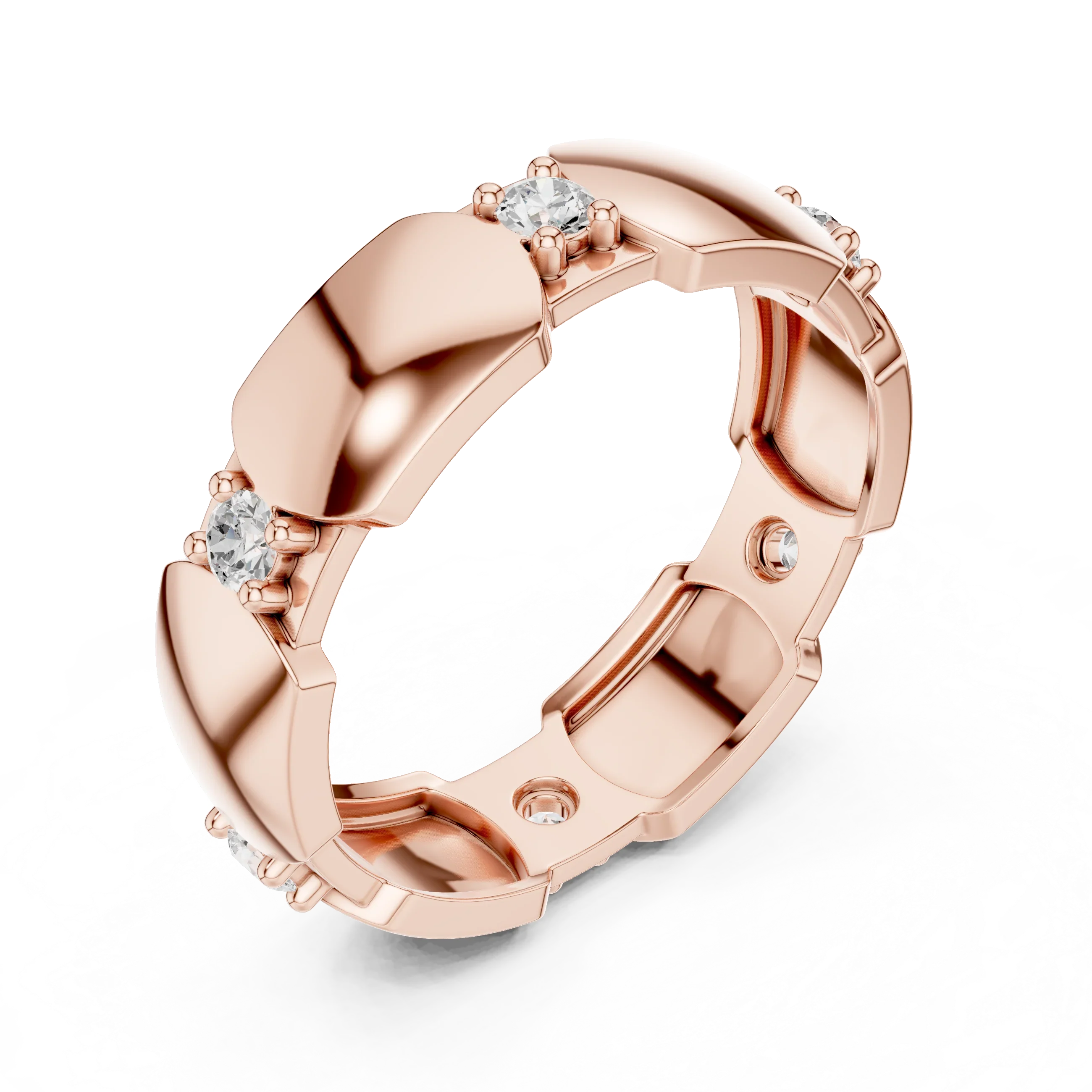 Mens 0.21 CTW Round 14K White Gold Moissanite Wedding Band