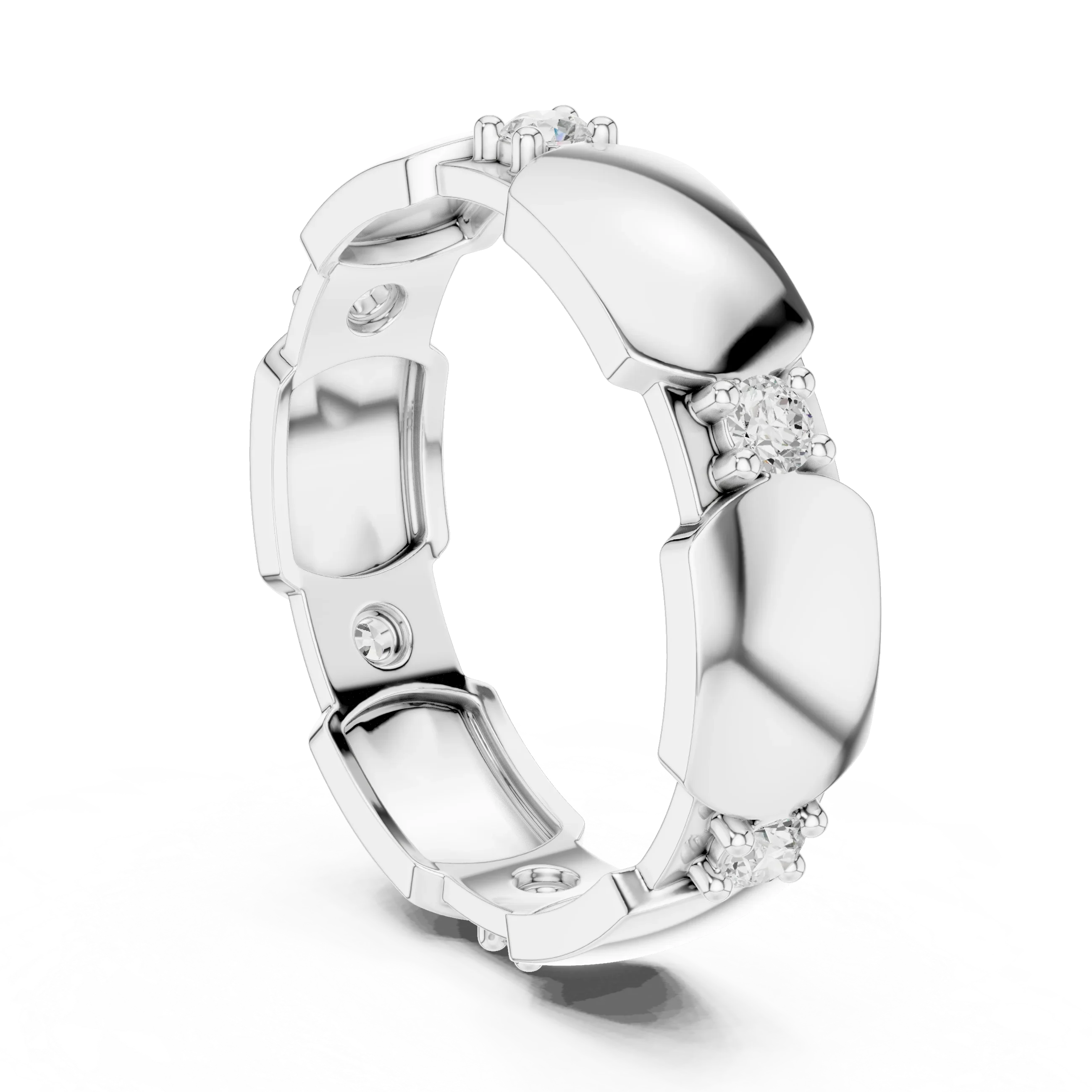 Mens 0.21 CTW Round 14K White Gold Moissanite Wedding Band