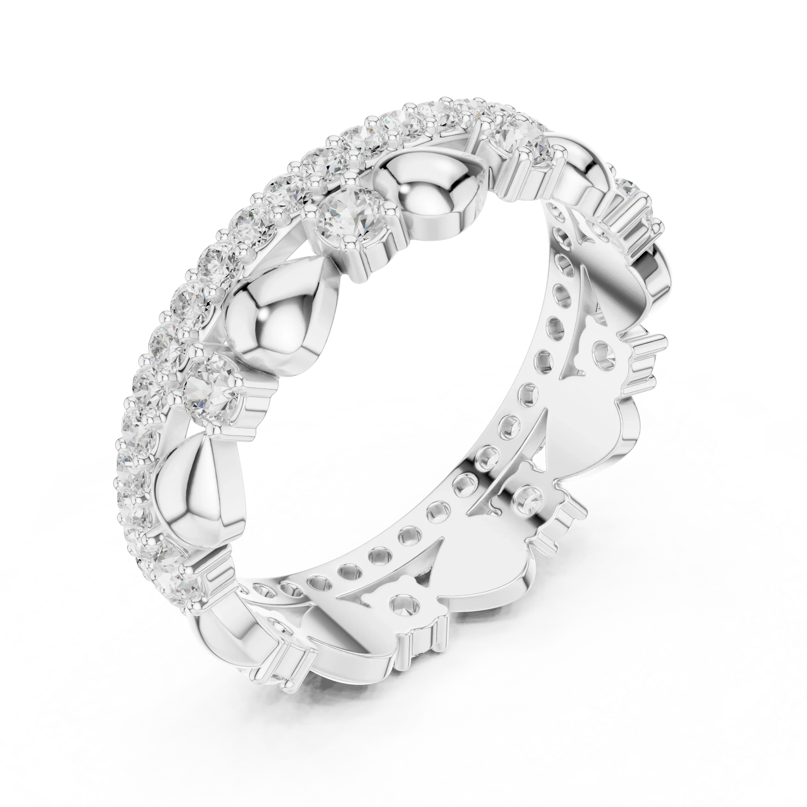 Unique 1.53 CTW Womens VVS1 Round Moissanite Diamond Wedding Band