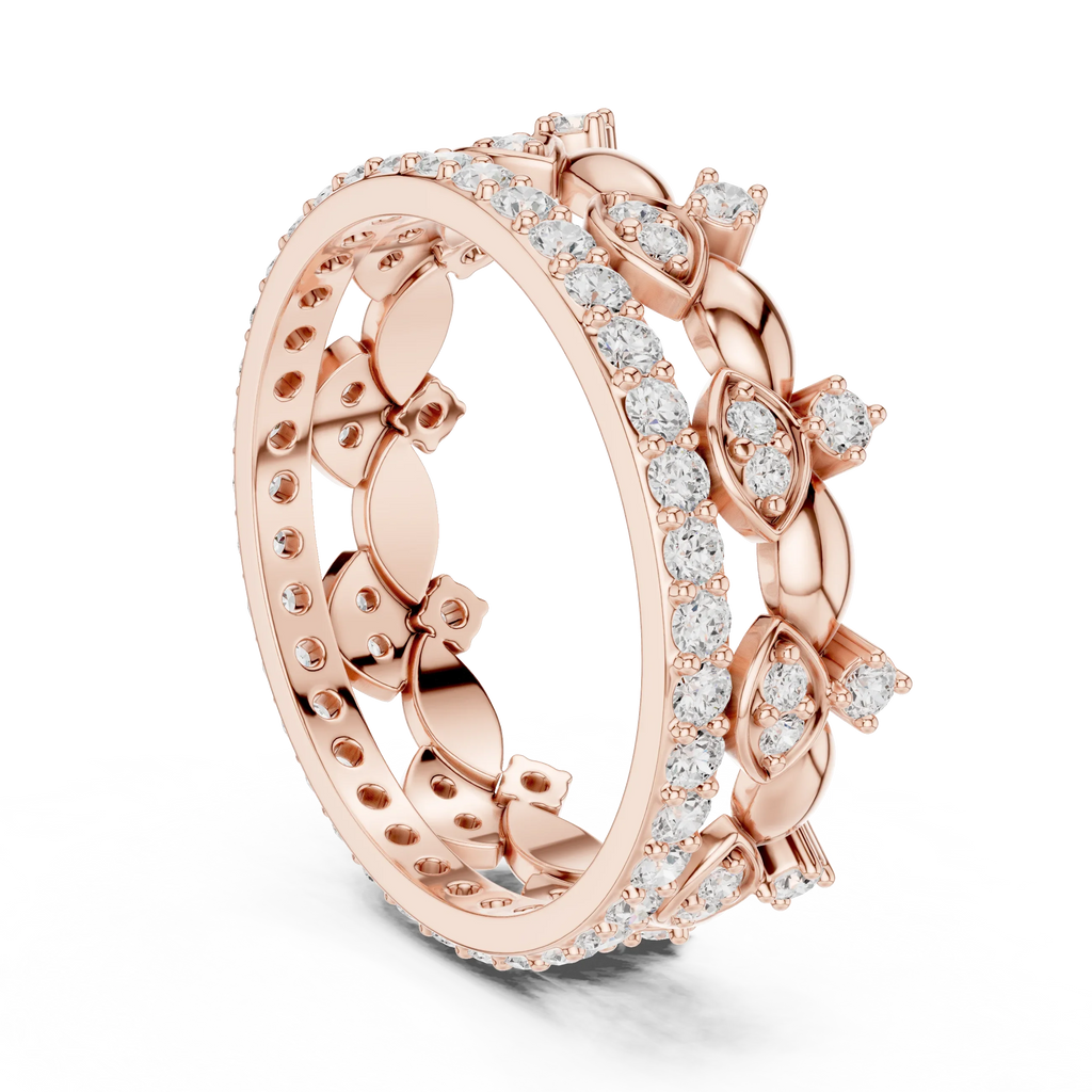 10K White Gold 0.84 CTW Lab Grown Diamond Crown Tiara Stacking Ring