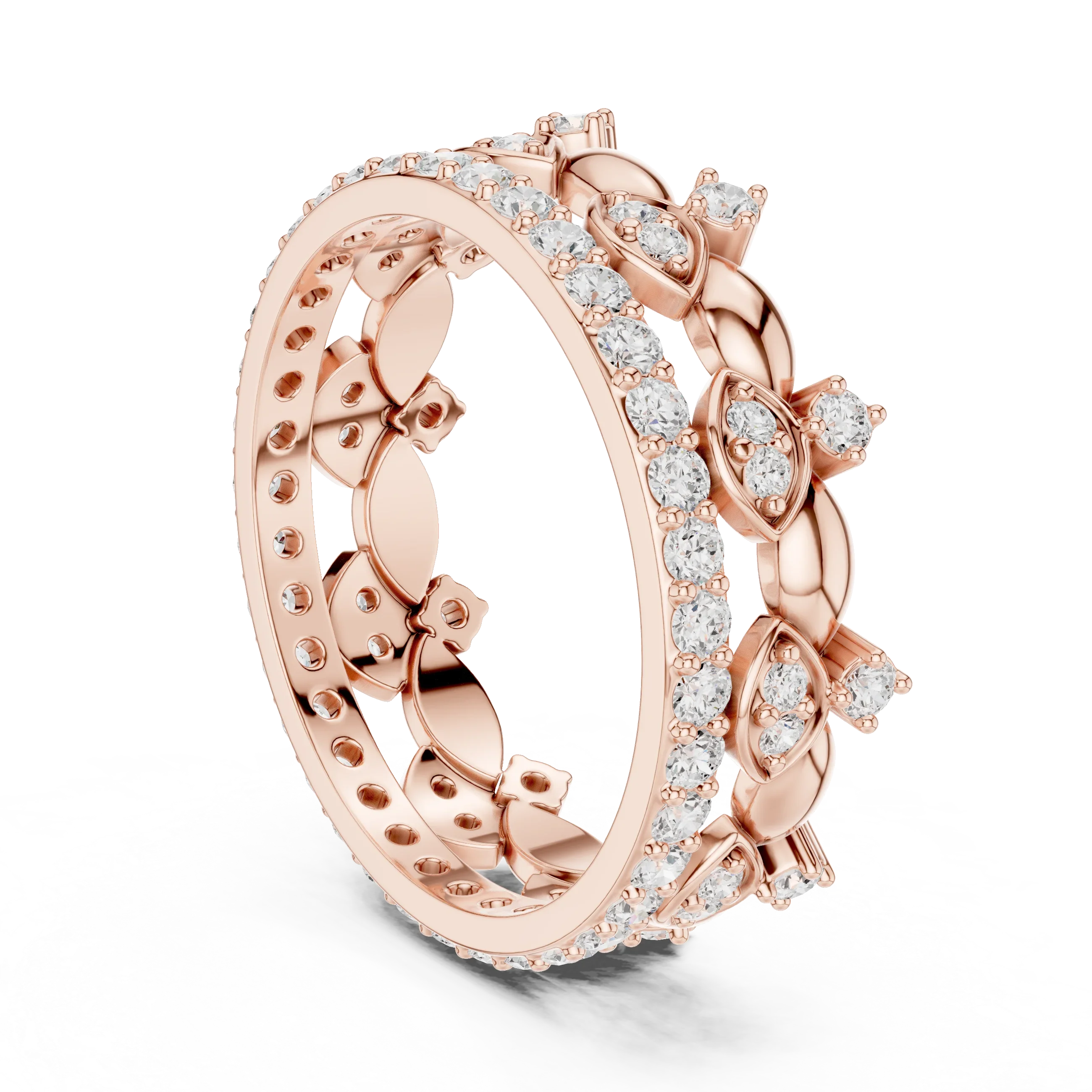 10K White Gold 0.84 CTW Lab Grown Diamond Crown Tiara Stacking Ring