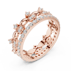 10K White Gold 0.84 CTW Lab Grown Diamond Crown Tiara Stacking Ring