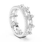 10K White Gold 0.84 CTW Lab Grown Diamond Crown Tiara Stacking Ring