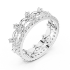 10K White Gold 0.84 CTW Lab Grown Diamond Crown Tiara Stacking Ring