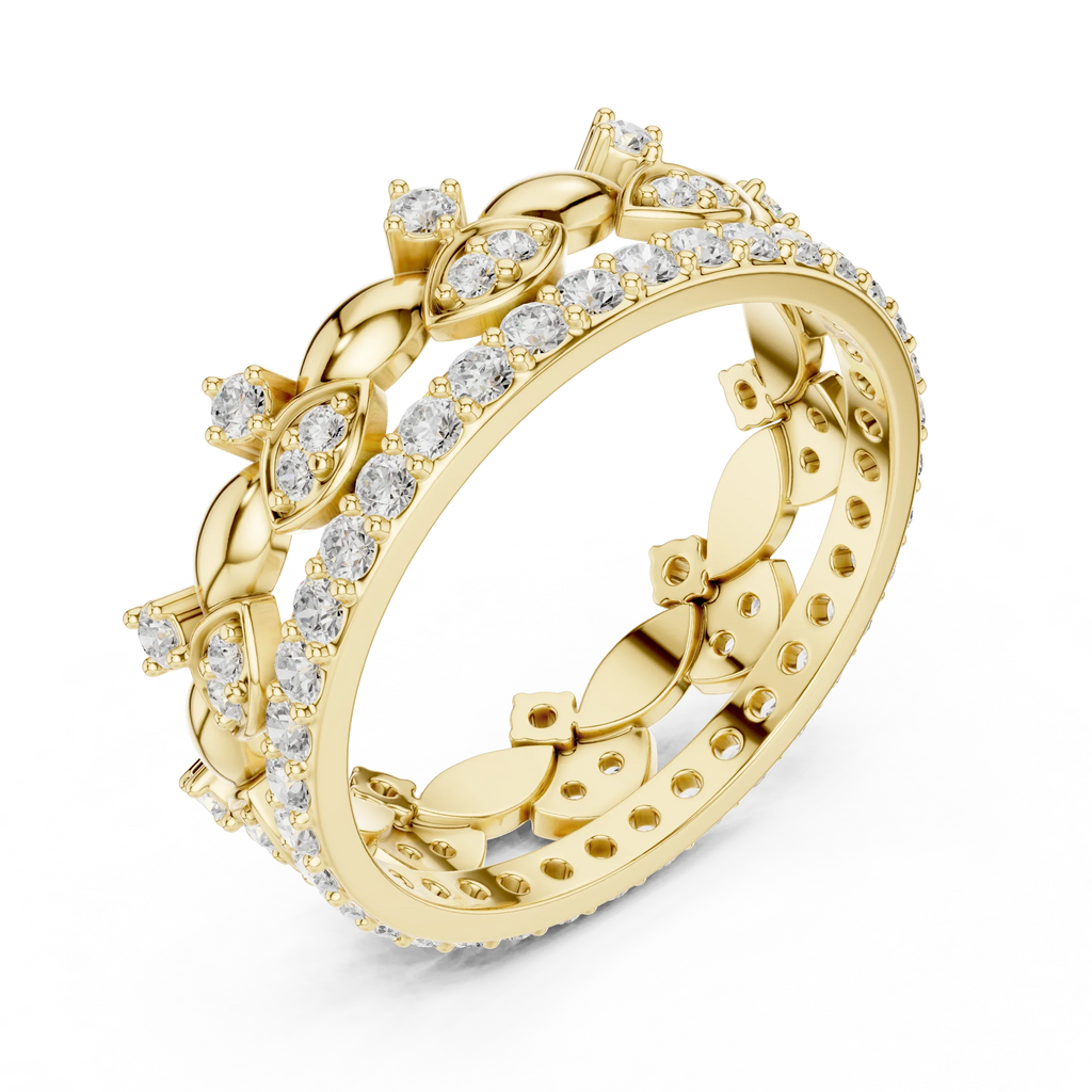 10K White Gold 0.84 CTW Lab Grown Diamond Crown Tiara Stacking Ring