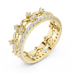 10K White Gold 0.84 CTW Lab Grown Diamond Crown Tiara Stacking Ring
