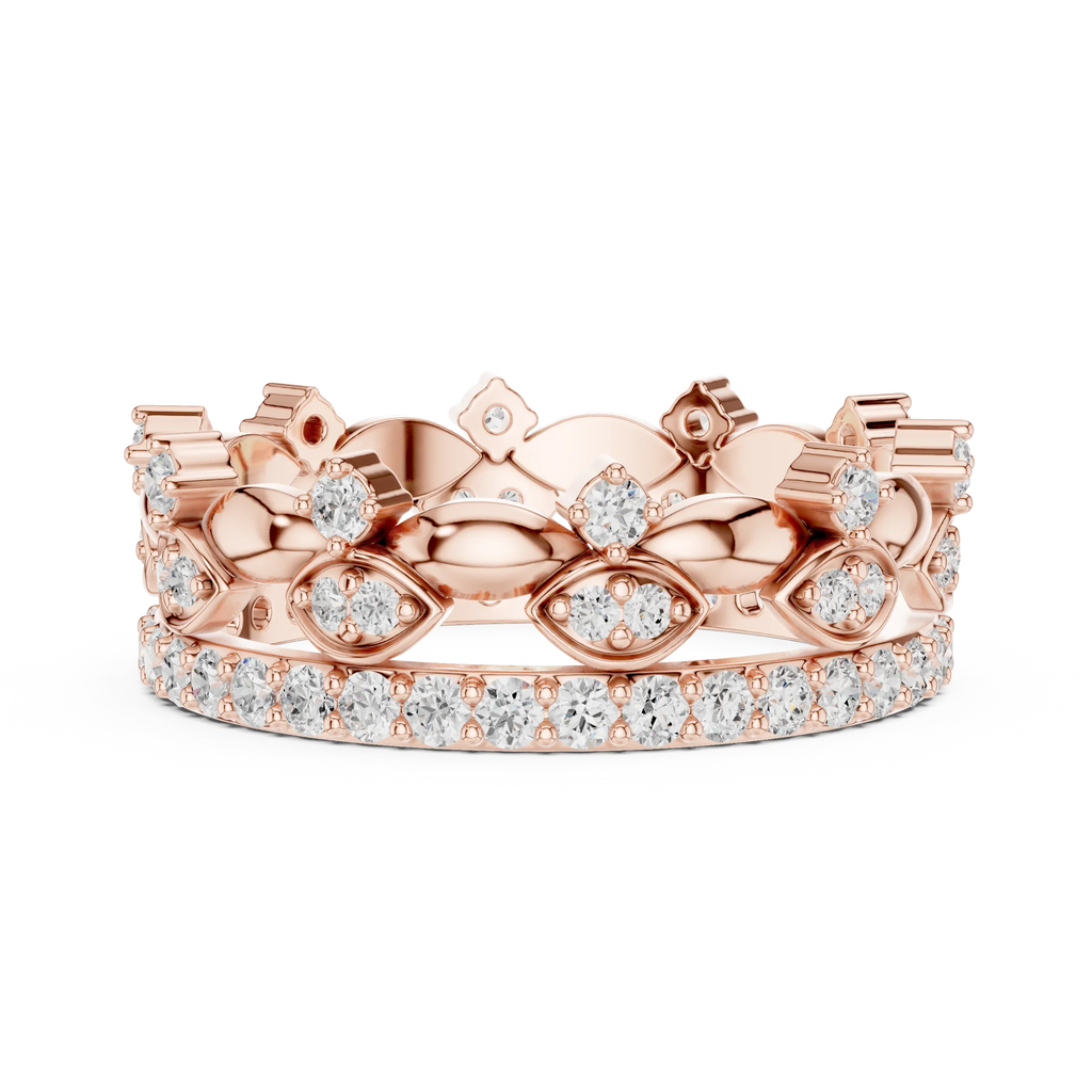 10K White Gold 0.84 CTW Lab Grown Diamond Crown Tiara Stacking Ring