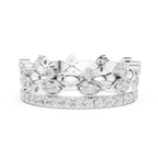 10K White Gold 0.84 CTW Lab Grown Diamond Crown Tiara Stacking Ring