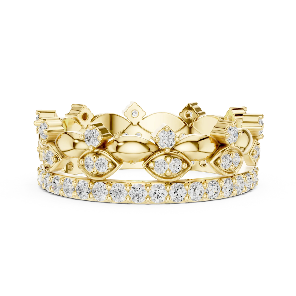 10K White Gold 0.84 CTW Lab Grown Diamond Crown Tiara Stacking Ring