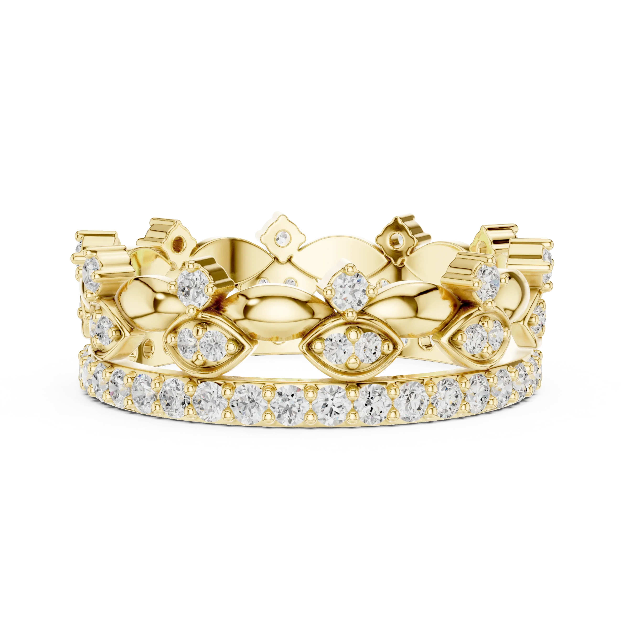 10K White Gold 0.84 CTW Lab Grown Diamond Crown Tiara Stacking Ring