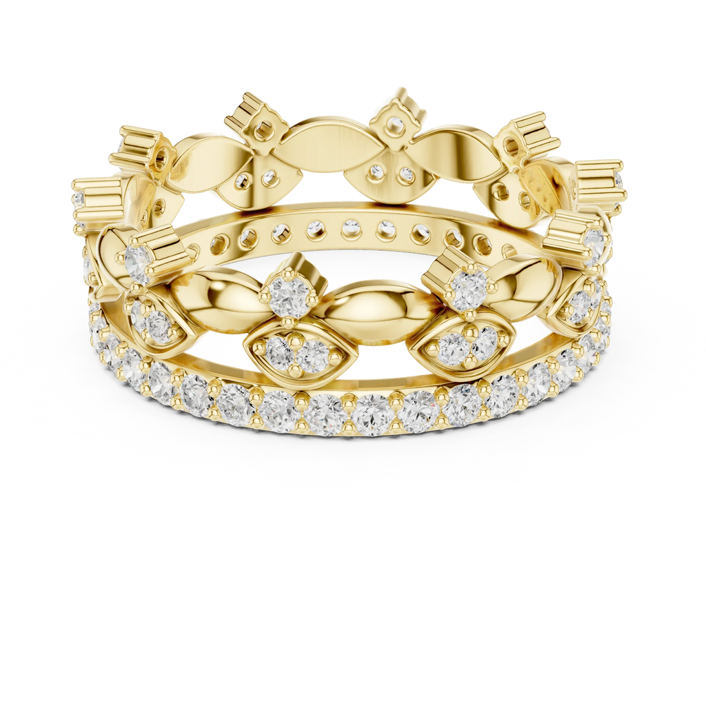10K White Gold 0.84 CTW Lab Grown Diamond Crown Tiara Stacking Ring