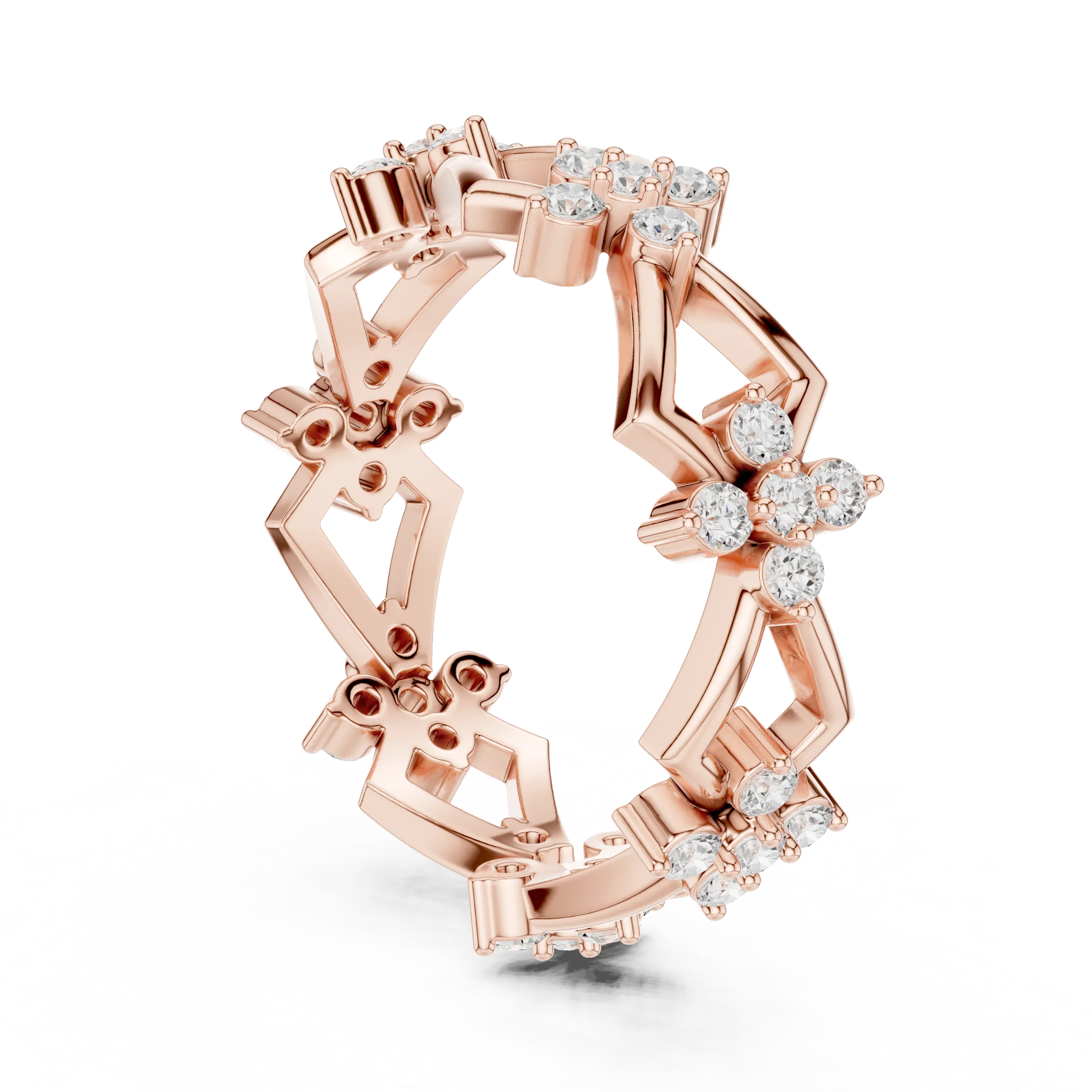 0.48 CTW 10K Rose Gold VVS1 Moissanite Floral Engagement Ring
