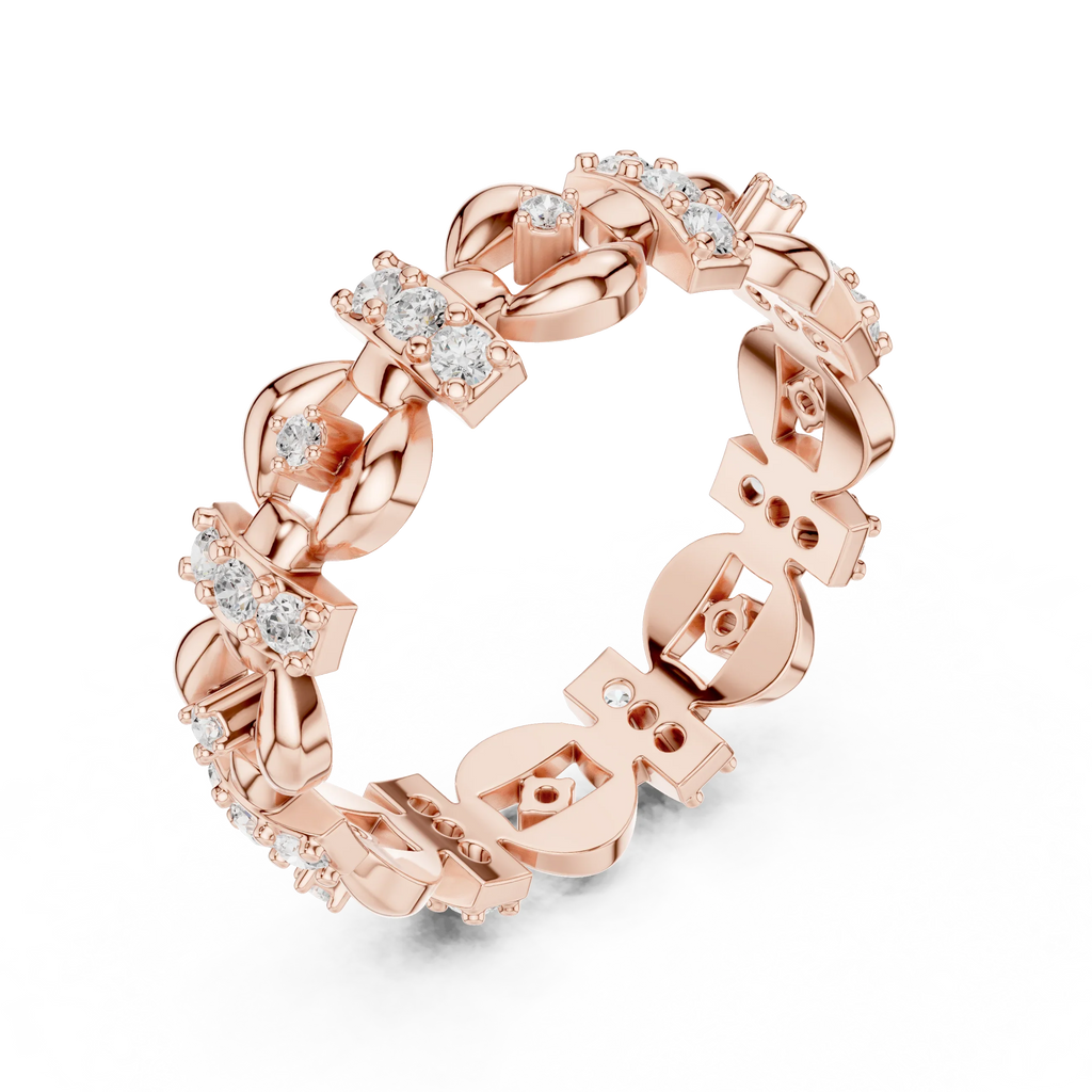 0.42 CTW 14K Gold VVS1 Moissanite Art Deco Link Eternity Band