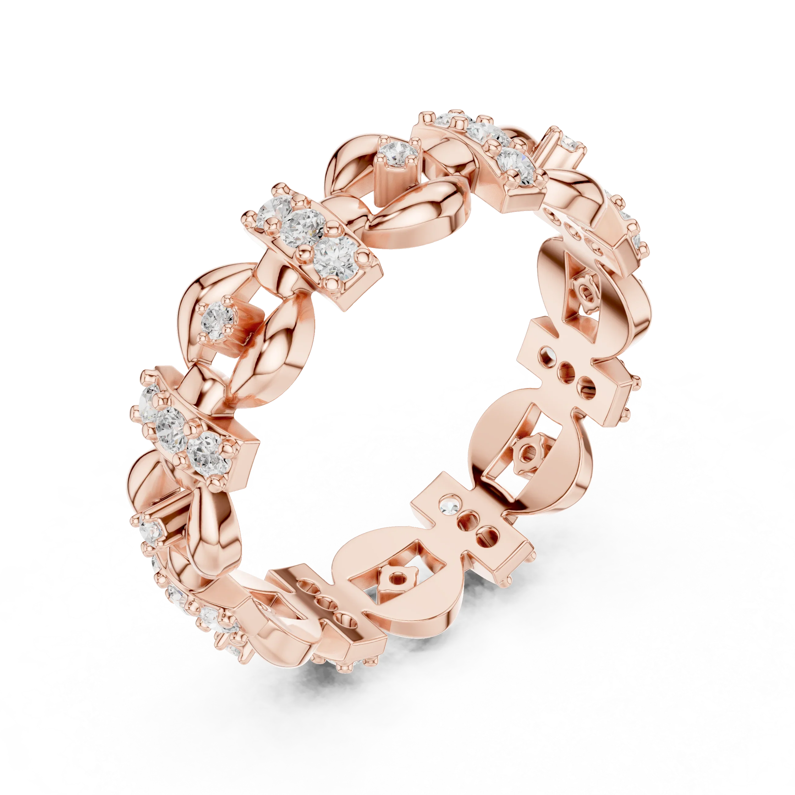 0.42 CTW 14K Gold VVS1 Moissanite Art Deco Link Eternity Band