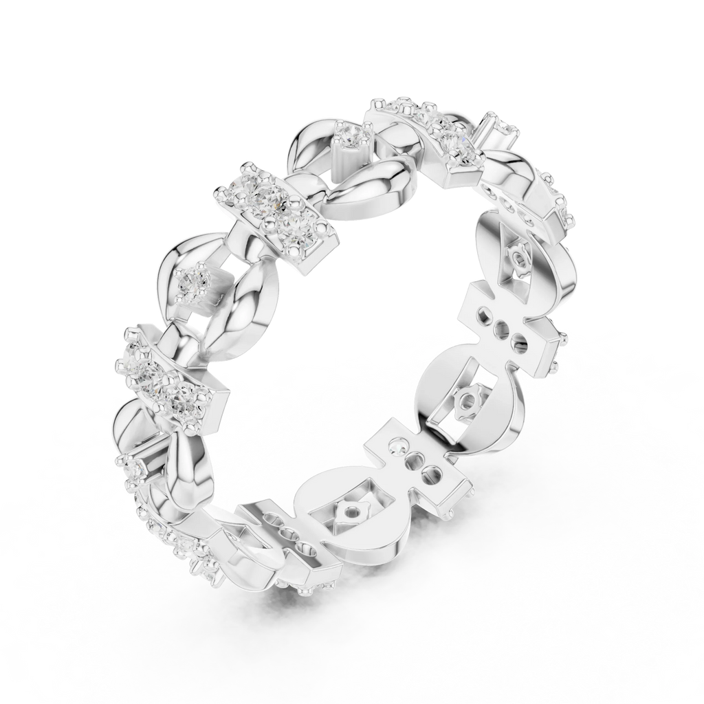 0.42 CTW 14K Gold VVS1 Moissanite Art Deco Link Eternity Band
