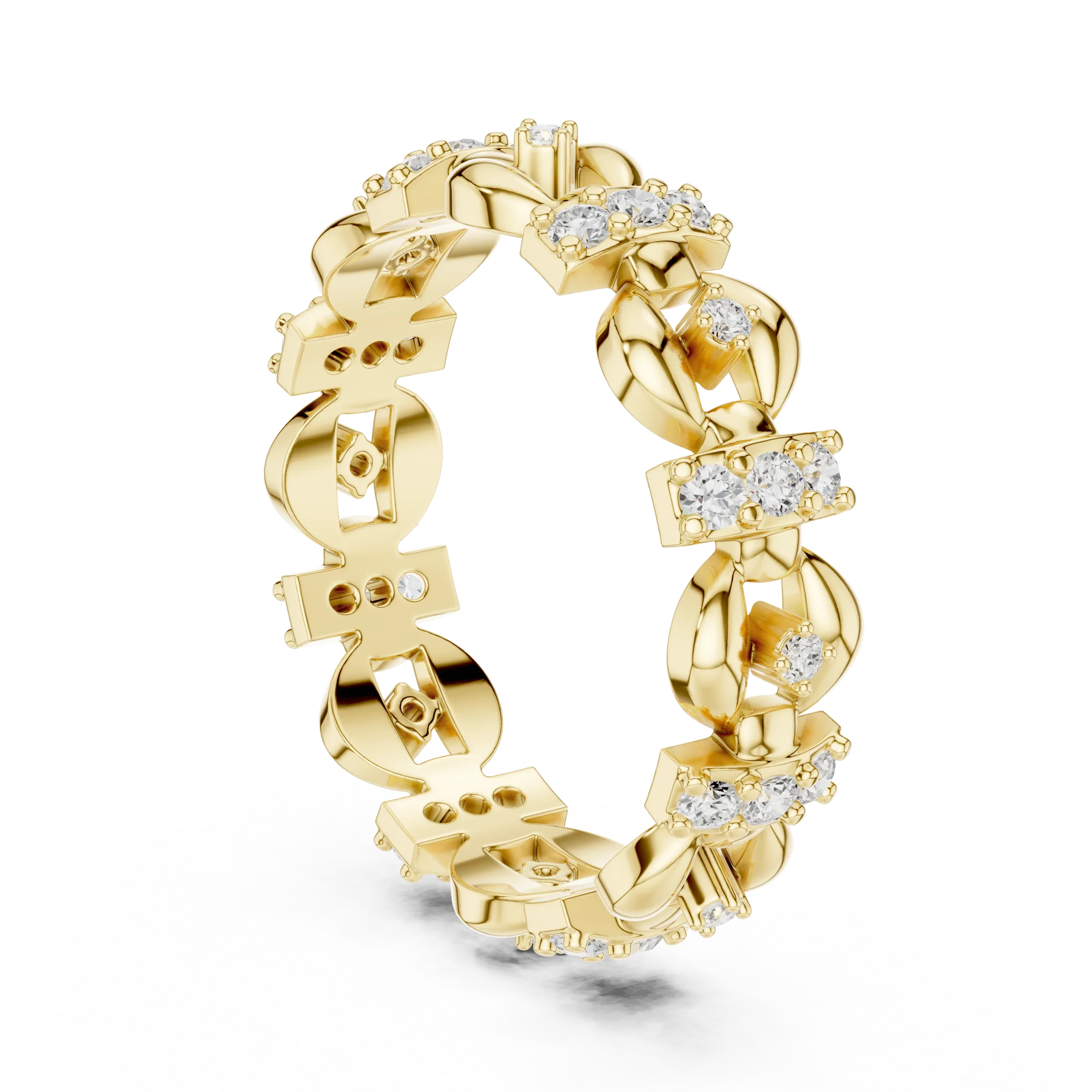 0.42 CTW 14K Gold VVS1 Moissanite Art Deco Link Eternity Band