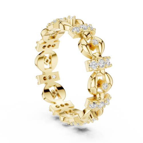 0.42 CTW 14K Gold VVS1 Moissanite Art Deco Link Eternity Band